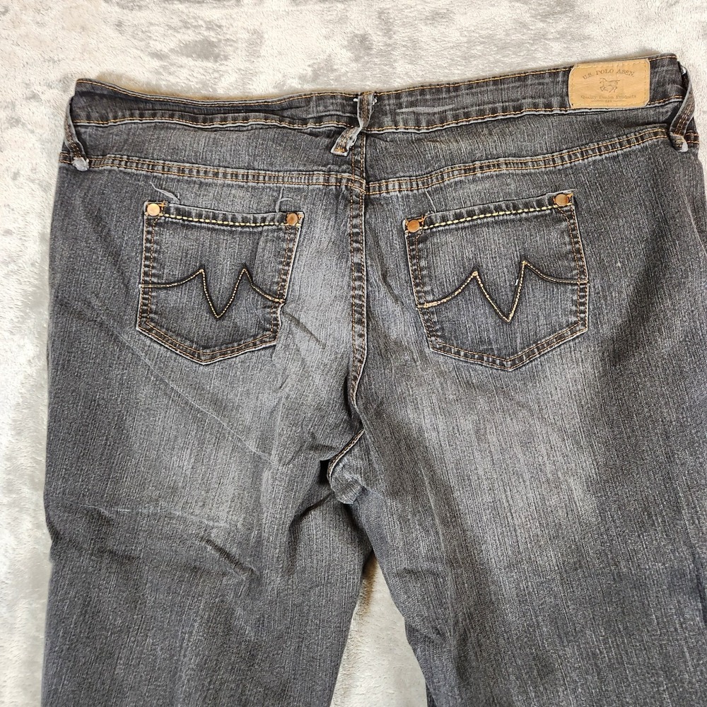 US Polo Assn Shorts Women's 19/20 43X21 Bermuda Dark Jean Blue Mom Whiskering - Picture 12 of 15